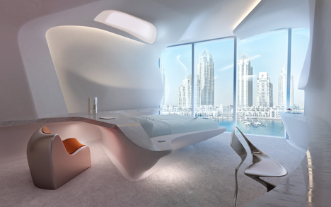 ME Dubai Hotel bedroom by Zaha Hadid